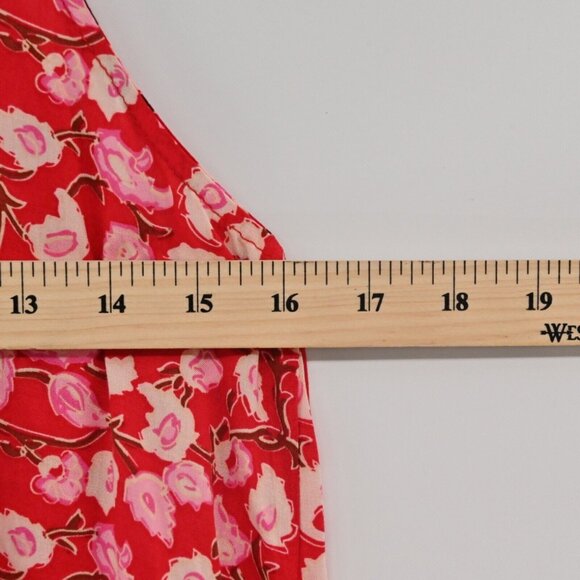 PRETTY LITTLE SISTER Dress Womens Size M Red Floral Cotton Ruffle Maxi Tank Boho - Picture 12 of 12